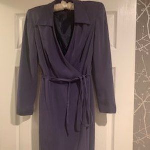 Smoky Blue Silk Wrap Dress